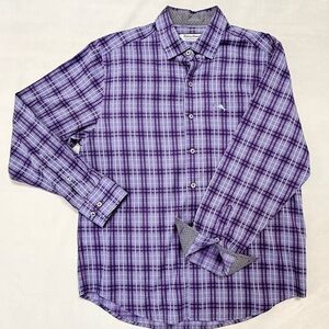Tommy Bahama Men's Purple Plaid Long-Sleeve Button-Up Shirt